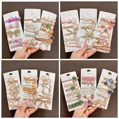 Women's Heart & Pearl Hairpins Set for Girls