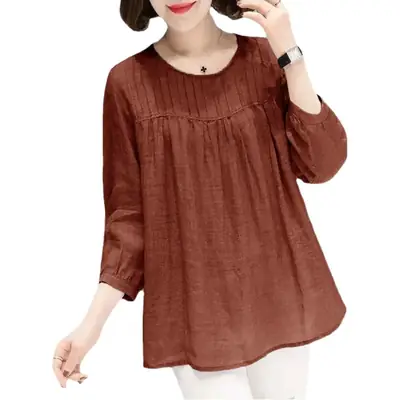 Women Cotton Linen Shirt Large Loose Sleeve Autumn Summer