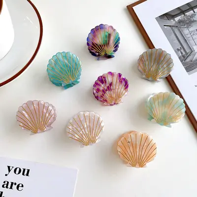 Colorful Shell Acetic Acid Hair Clips 4cm Medium