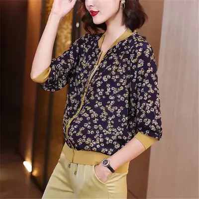 Women's Chiffon Floral Long Sleeve Jacket Summer Thailand