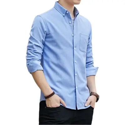 Men's Black Oxford Spinning Shirt Slim Fit Long Sleeve