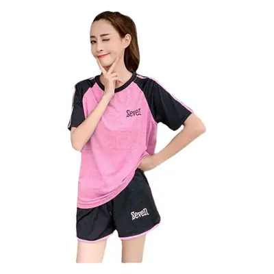 2025 Women Summer Contrast Sports Suit Letter Print Short Two-Piece Set