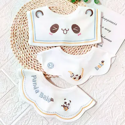 Pure Cotton Baby Bibs Anti-Vomiting Water Absorbent 360 Rotatable