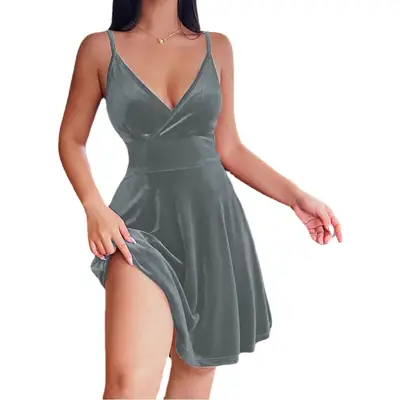 2025 Sexy Low Cut Skirt Dress for Women Grey