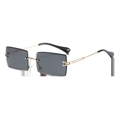 Women Gradient Cut Edge Sunglasses Black Gold