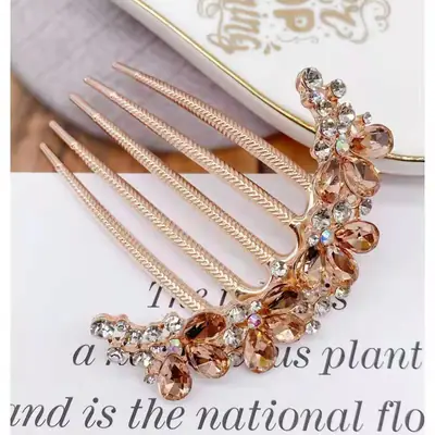 Purple Rhinestone Korean Hairpin Hair Comb