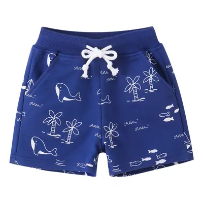 Blue Whale Print Casual Shorts for Boys Girls