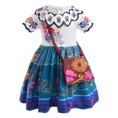 2025 Cartoon Print Girls Dress Baby Short Sleeve Magic Full House Mira Princess Dress