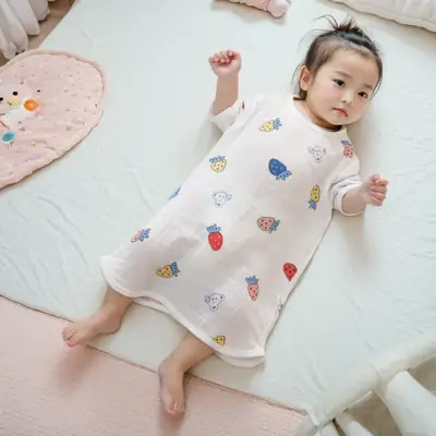 Baby Sleepwear Double Layer Gauze Pajamas White Star Print