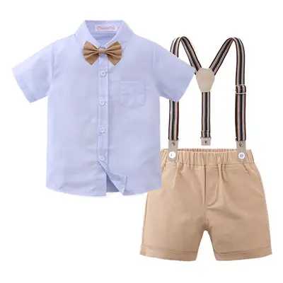 Boys Summer Suit with Bowtie & Suspenders