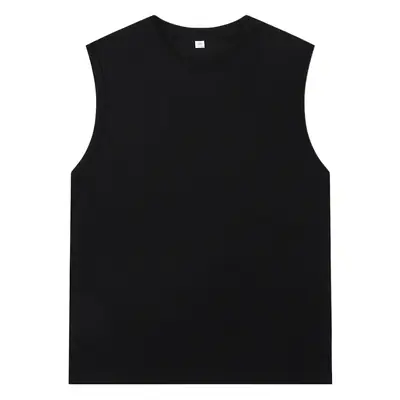 Men Sleeveless Cotton T-Shirt Black Light Blue