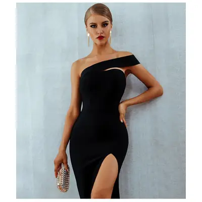 White Off-Shoulder Split Tube Dress for Women
