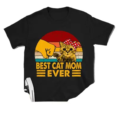 Best Cat Mom T-Shirt Black 2025 Print