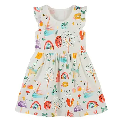 Cartoon Printed Knitted Cotton Girl's Dress