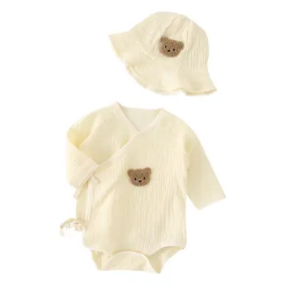 Newborn Baby Boys' Long Sleeve Gauze Outfit Cream