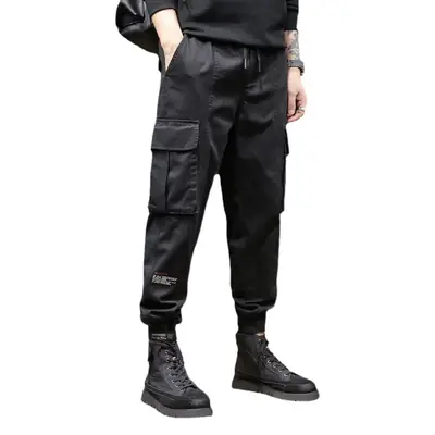 Men Black Cargo Pants 2022 Loose Fit Casual Wear