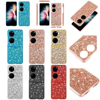 Huawei P50 Rhinestone Folding Phone Case Rose Gold