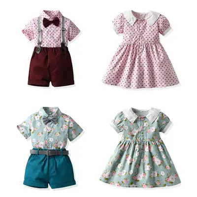 New 2025 Summer Korean Style Baby Floral Shorts Suit