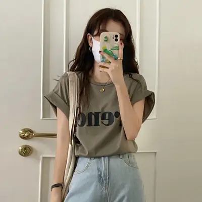 Women Black "Furry" Print T-Shirt Shorts Set Summer 2025