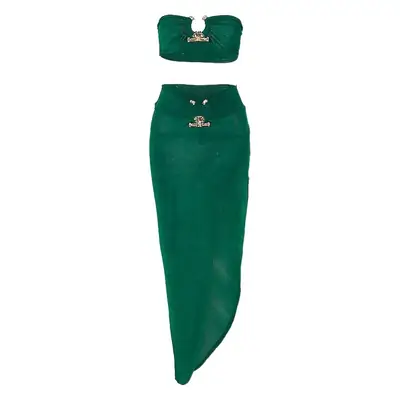 Green Slit Skirt Set for Women 2023