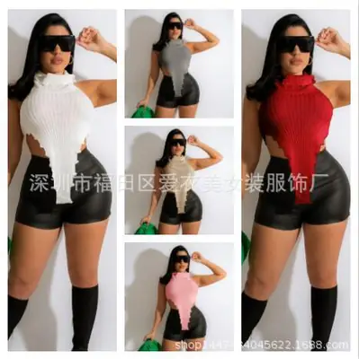 2025 Women's Sexy Backless Vest Slim Knit Top