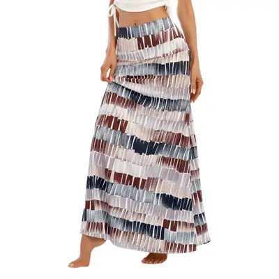 2022 Printed High Waist Long Dress Bohemian Large Swing A-Line Skirt Women