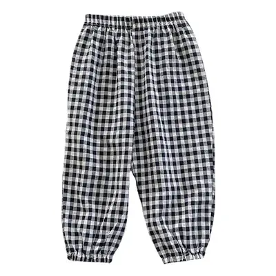 Korean Kids Plaid Anti-Mosquito Pants Cotton Gauze