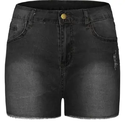 Ripped Tassel Denim Shorts for Women Elastic Slim Fit