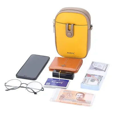 BAELLERRY Multifunctional Yellow Phone Bag with Passport & Glasses
