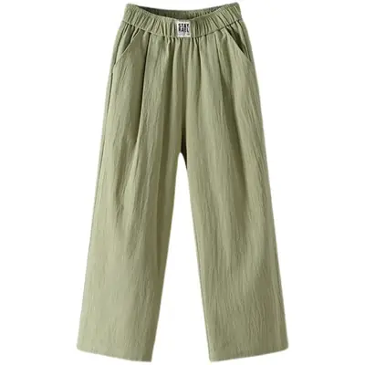 Women Slimming Cotton Linen Pants Gray Plus Size
