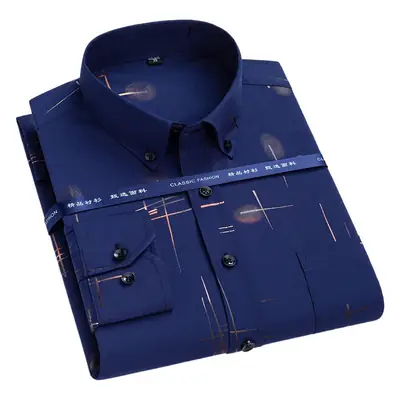 Men's Blue Plaid Anti-Wrinkle GDT225 Shirt