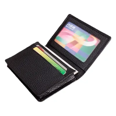 in stock Men's Genuine Leather Business Card Bag Business Litchi Pattern Top Layer Cowhide Business Card Holder Customized LOGO