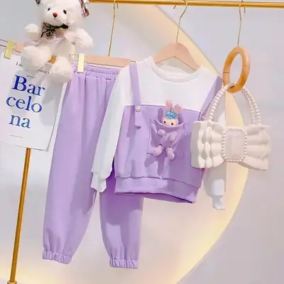 Girls' Purple Bunny Backpack Set Spring Clothing