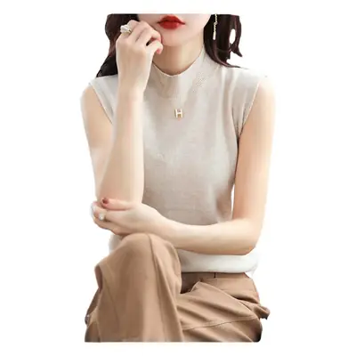 Women Sleeveless Knitted Vest Slim Fit Black