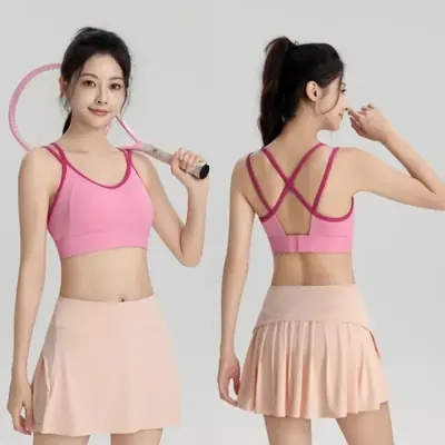 Women's Crossbody Sports Bra Light Green Shockproof Running