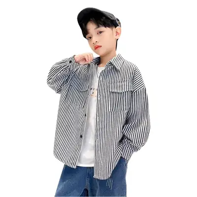 Boys Striped Long Sleeve Shirt 2025 Spring