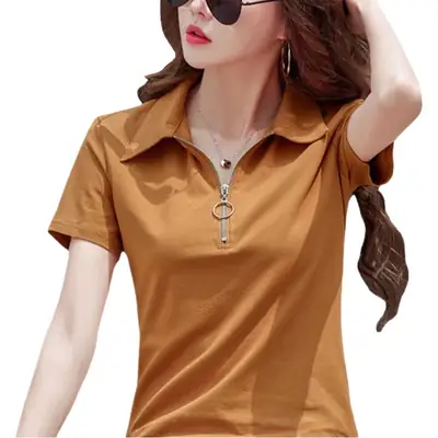 Women's Black Polo T-Shirt Short Sleeve 2023