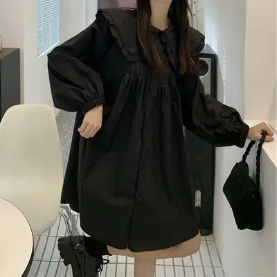 Women's White French Style Long Sleeve Dress 2022