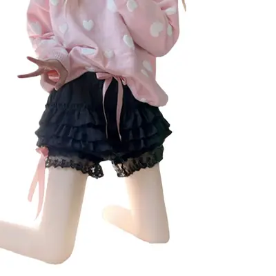 White Puffy Lolita Cross-Border Shorts with Lace Trim