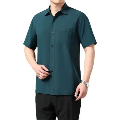 Men's Red Button Short Sleeve Shirt