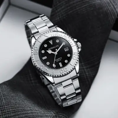Men's Black Water Ghost Steel Band Quartz Watch