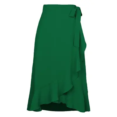 Women's Light Blue Lace-Up Midi Skirt Irregular Chiffon
