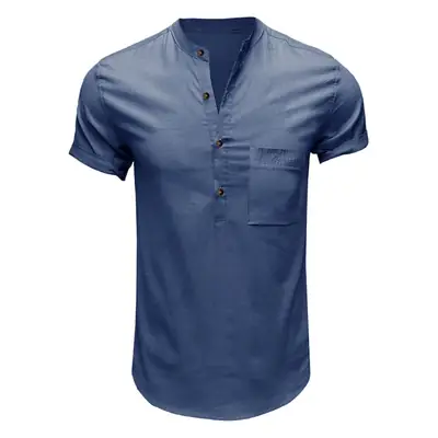 Men's Green Cotton Short Sleeve Shirt with Pocket