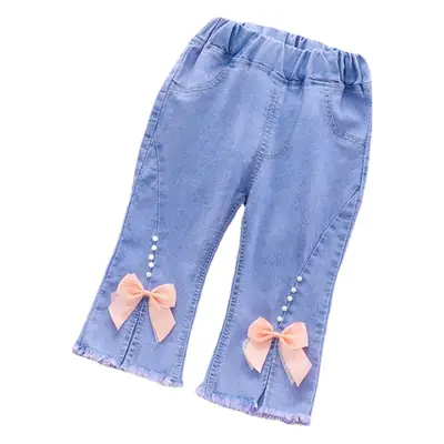 Girls Blue Bow Denim Pants Medium 2025