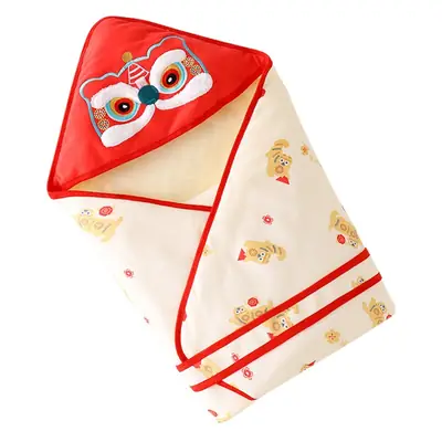 Baby Holding Quilt with Hood Cotton Newborn Warm Blanket