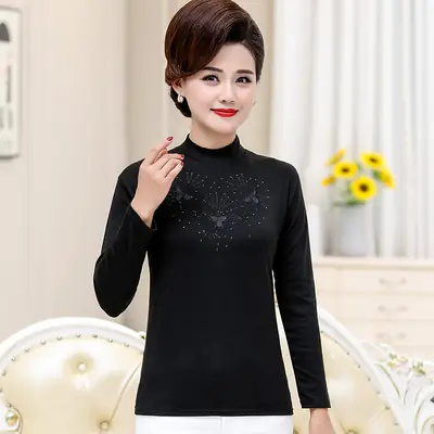 Women Cotton Embroidered Shirt Red 40+ Spring