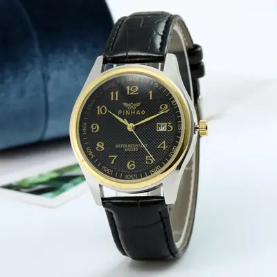 Couple Watch Set Black Crystal Quartz Digital Analog