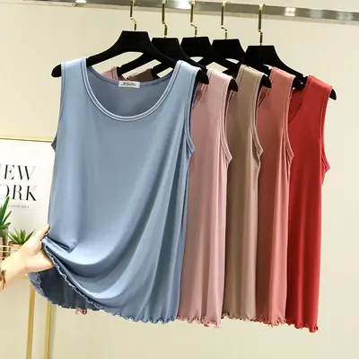 Women's Gray Modal Sleeveless Vest Large Summer Wear