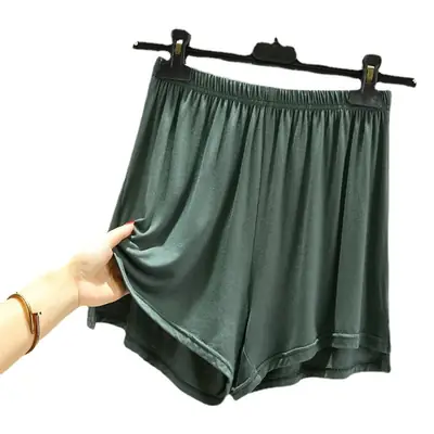 Women's White Irregular Modal Shorts Plus Size Sleep Wear
