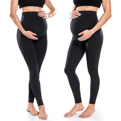 Pregnant Women Seamless Black Leggings Maternity Set